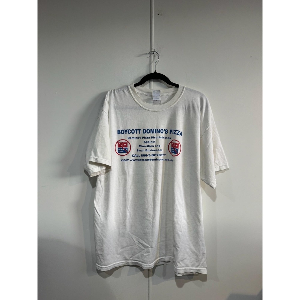 Boycott Domino's Pizza Shirt Mens XL White Gildan Protest Graphic‎ Tee T-Shirt